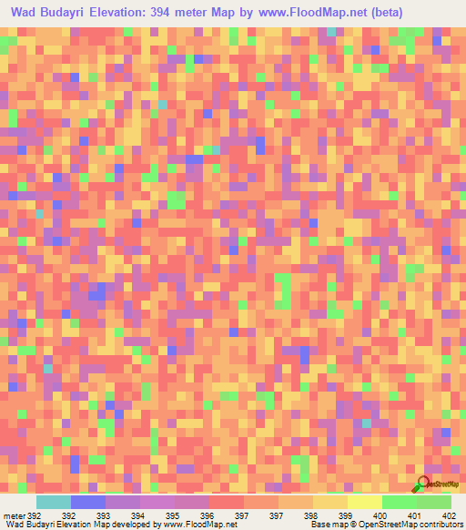 Wad Budayri,Sudan Elevation Map