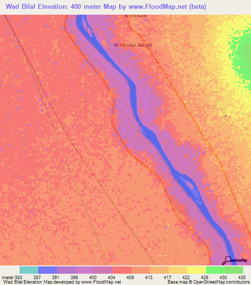 Wad Bilal,Sudan Elevation Map