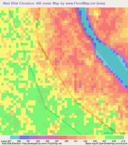 Wad Bilal,Sudan Elevation Map