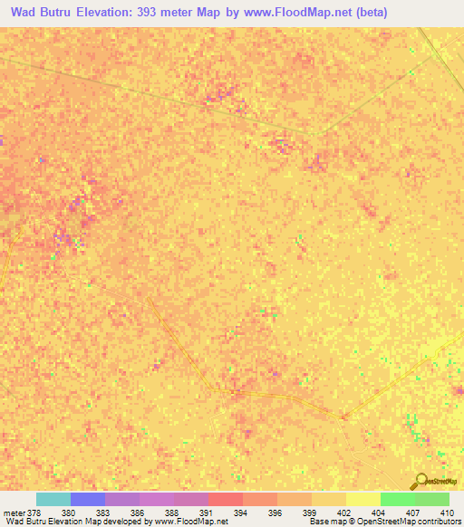 Wad Butru,Sudan Elevation Map