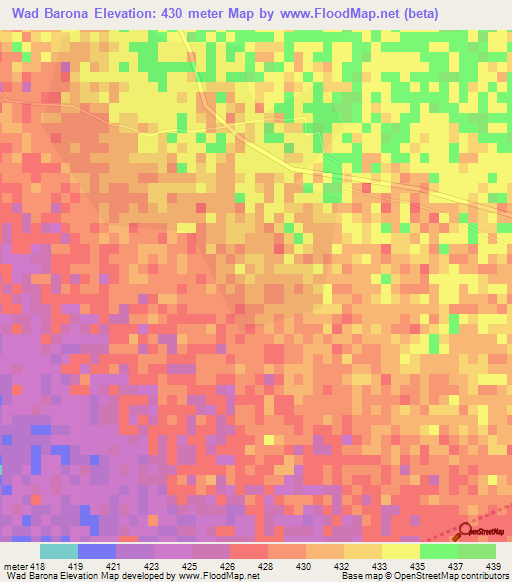 Wad Barona,Sudan Elevation Map
