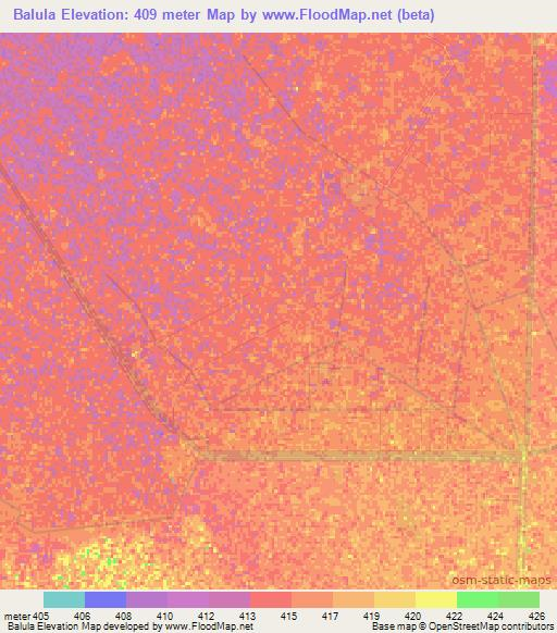 Balula,Sudan Elevation Map