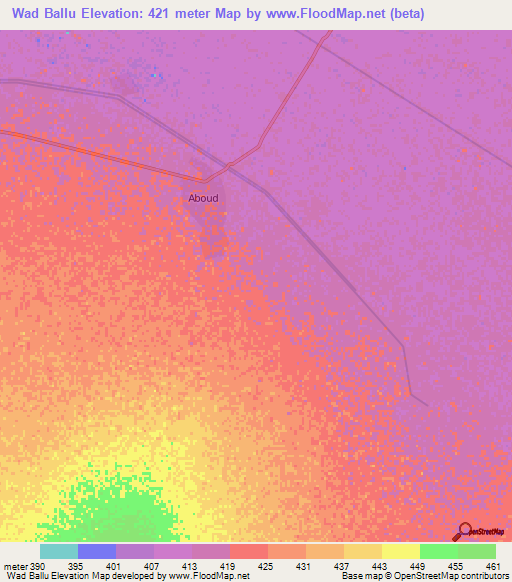 Wad Ballu,Sudan Elevation Map