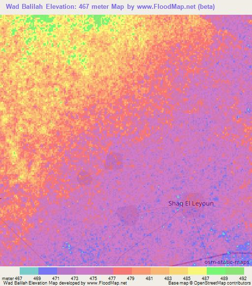 Wad Balilah,Sudan Elevation Map
