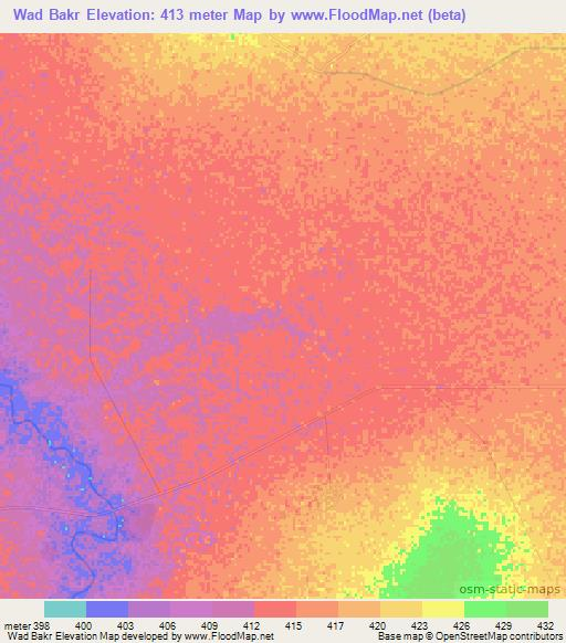 Wad Bakr,Sudan Elevation Map