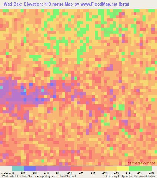 Wad Bakr,Sudan Elevation Map