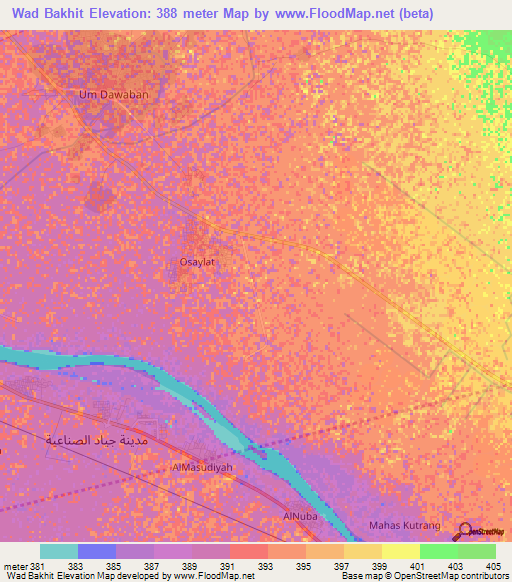 Wad Bakhit,Sudan Elevation Map