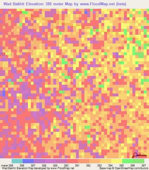Wad Bakhit,Sudan Elevation Map