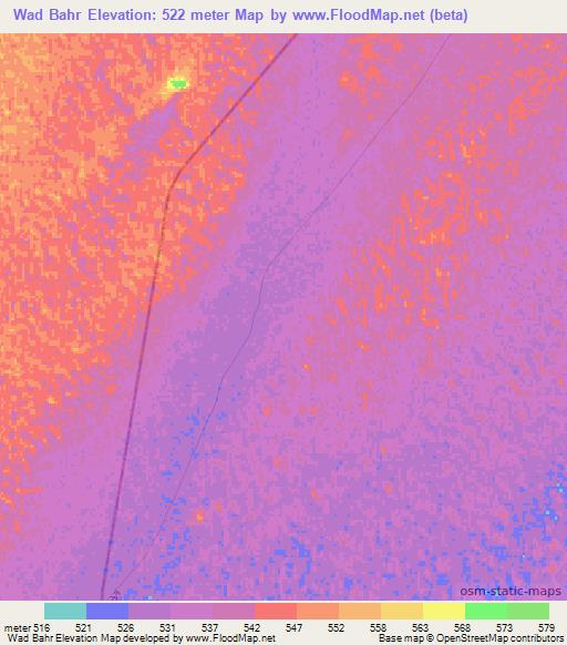 Wad Bahr,Sudan Elevation Map