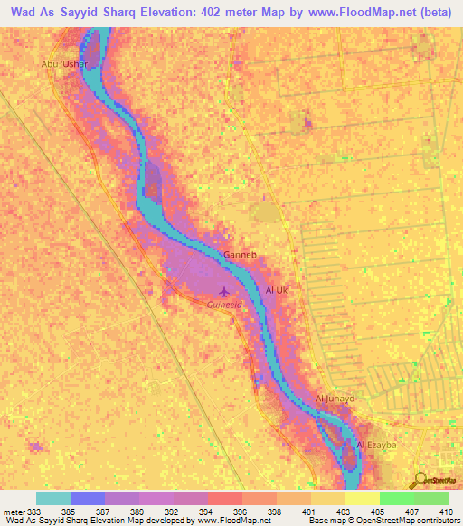 Wad As Sayyid Sharq,Sudan Elevation Map