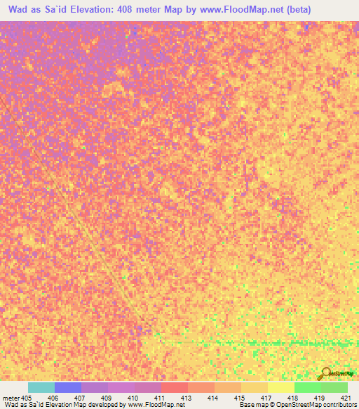 Wad as Sa`id,Sudan Elevation Map