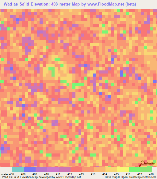 Wad as Sa`id,Sudan Elevation Map