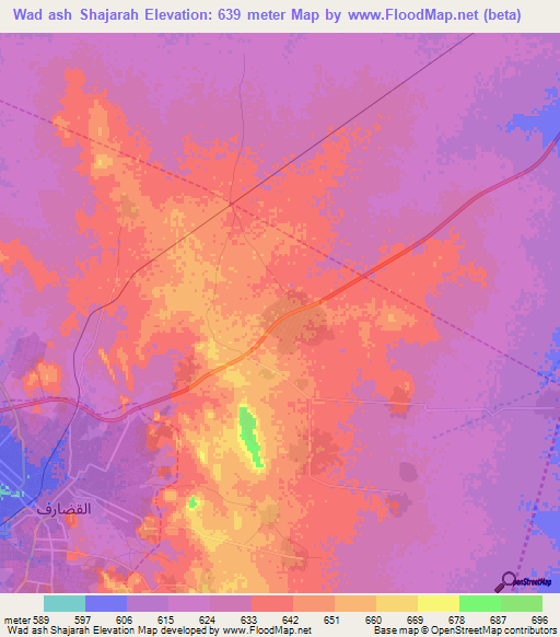 Wad ash Shajarah,Sudan Elevation Map