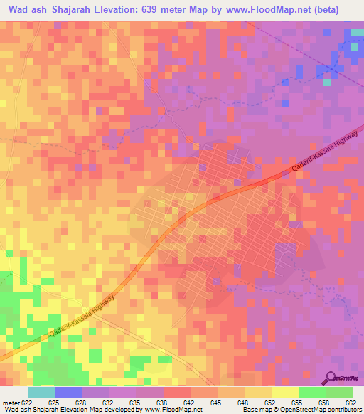 Wad ash Shajarah,Sudan Elevation Map
