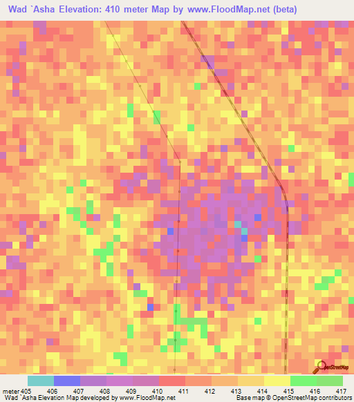 Wad `Asha,Sudan Elevation Map