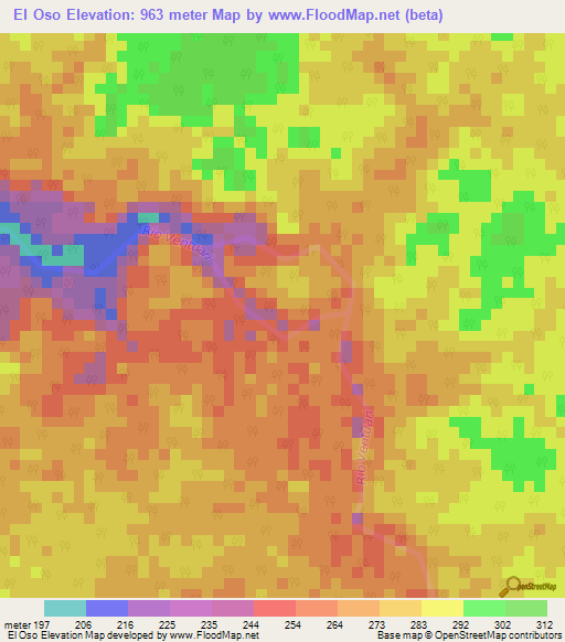 El Oso,Venezuela Elevation Map