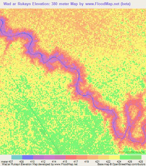 Wad ar Rukayn,Sudan Elevation Map