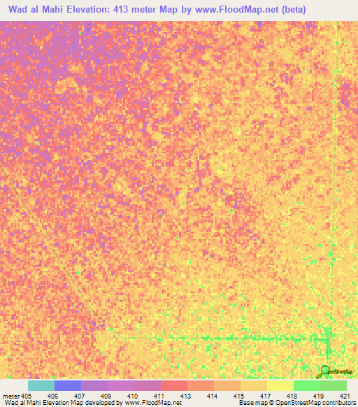 Wad al Mahi,Sudan Elevation Map