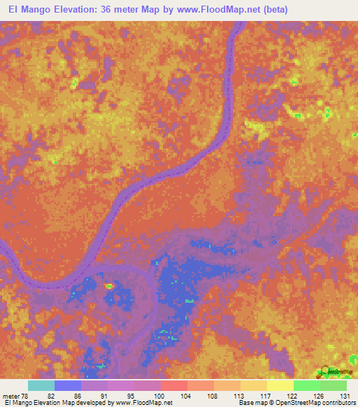 El Mango,Venezuela Elevation Map
