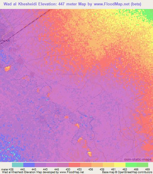 Wad al Khesheidi,Sudan Elevation Map
