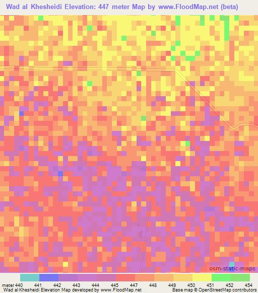 Wad al Khesheidi,Sudan Elevation Map