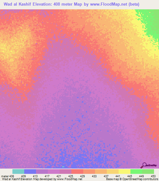 Wad al Kashif,Sudan Elevation Map