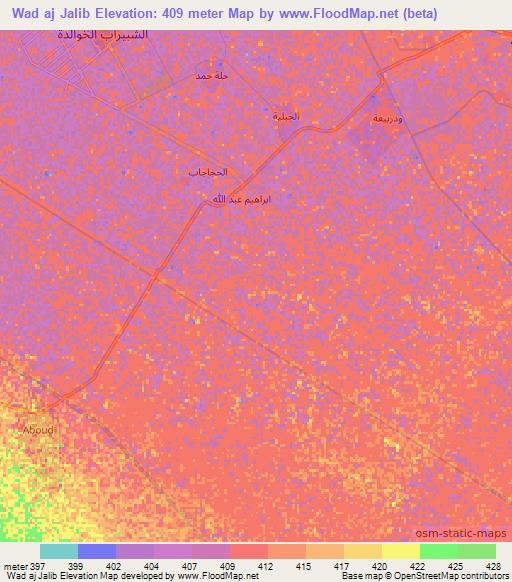 Wad aj Jalib,Sudan Elevation Map
