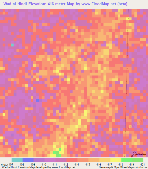 Wad al Hindi,Sudan Elevation Map