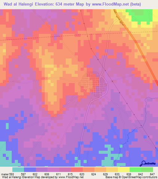 Wad al Halengi,Sudan Elevation Map