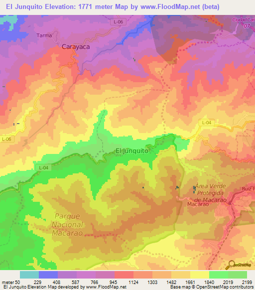El Junquito,Venezuela Elevation Map