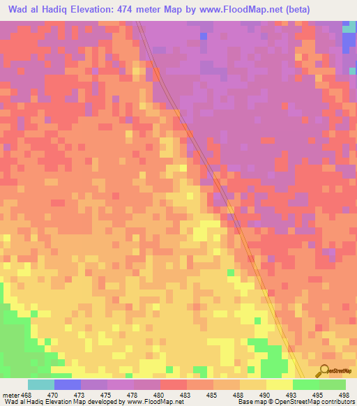 Wad al Hadiq,Sudan Elevation Map