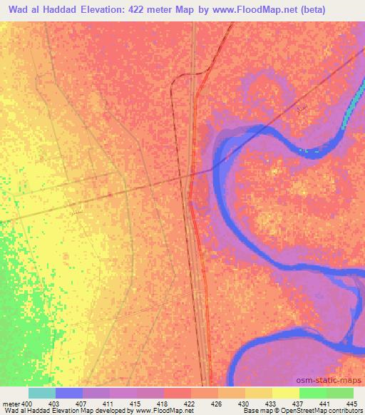 Wad al Haddad,Sudan Elevation Map