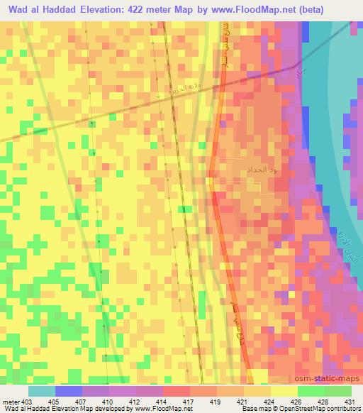 Wad al Haddad,Sudan Elevation Map