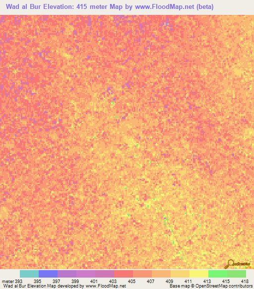 Wad al Bur,Sudan Elevation Map
