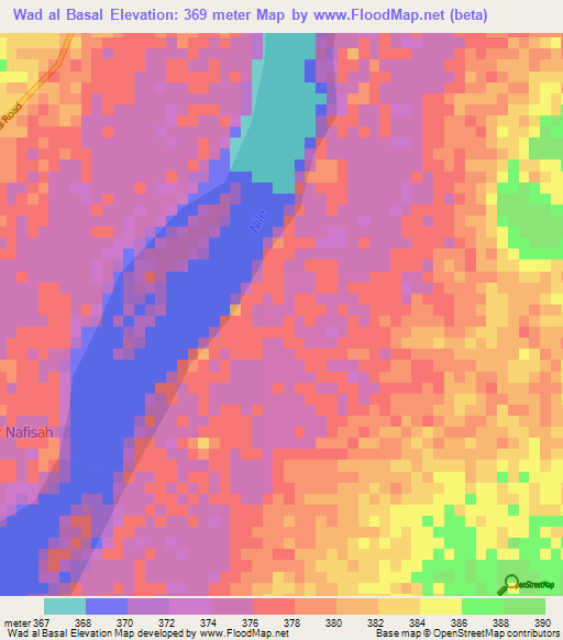 Wad al Basal,Sudan Elevation Map