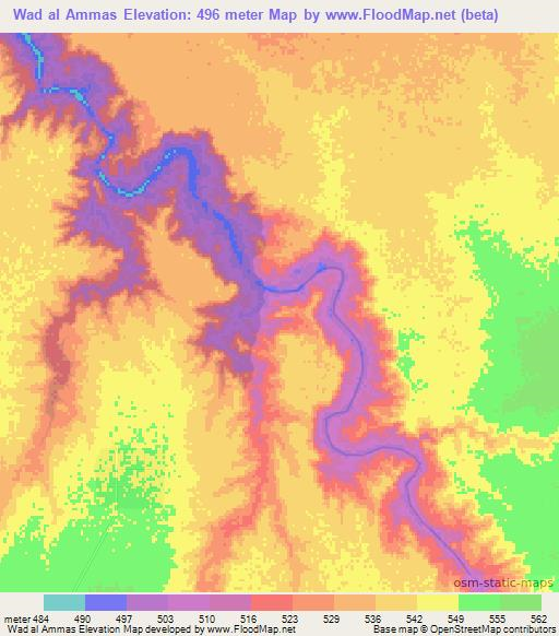 Wad al Ammas,Sudan Elevation Map