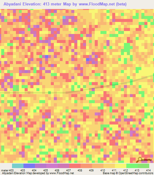 Abyadani,Sudan Elevation Map