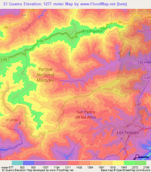 El Guamo,Venezuela Elevation Map