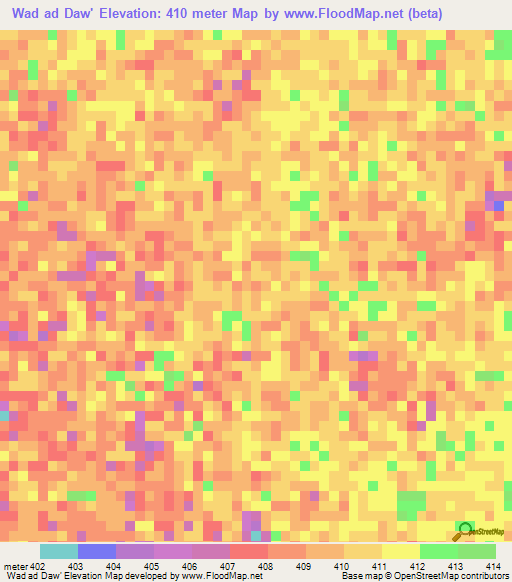 Wad ad Daw',Sudan Elevation Map