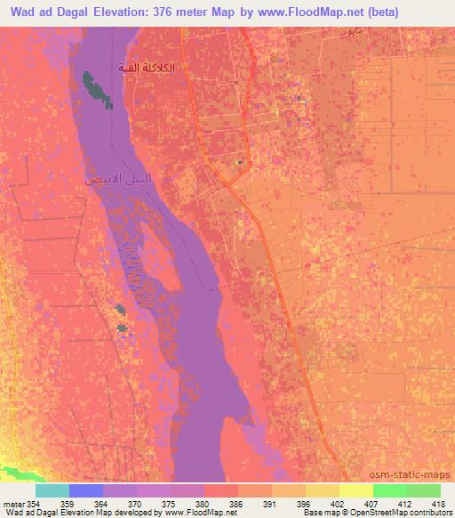 Wad ad Dagal,Sudan Elevation Map