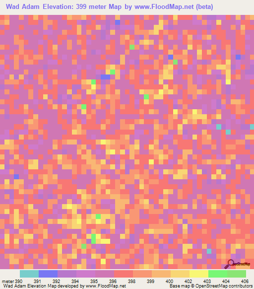 Wad Adam,Sudan Elevation Map