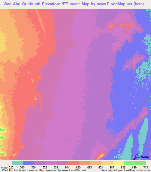 Wad Abu Qunburah,Sudan Elevation Map
