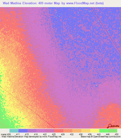 Wad Madina,Sudan Elevation Map