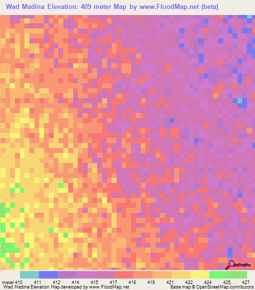 Wad Madina,Sudan Elevation Map