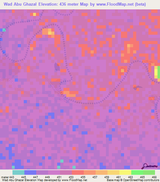 Wad Abu Ghazal,Sudan Elevation Map