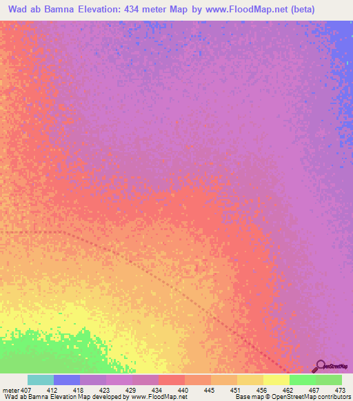 Wad ab Bamna,Sudan Elevation Map