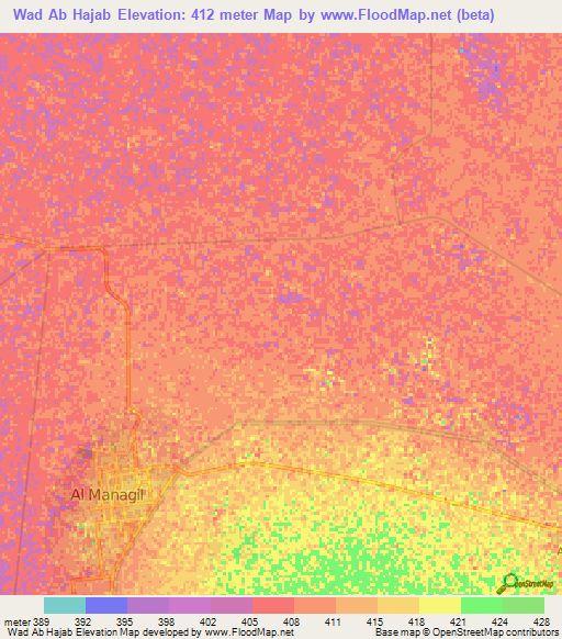 Wad Ab Hajab,Sudan Elevation Map