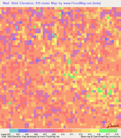 Wad `Abid,Sudan Elevation Map