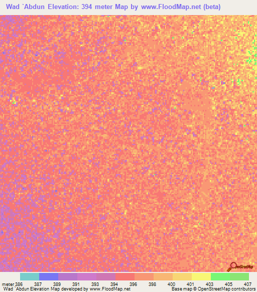 Wad `Abdun,Sudan Elevation Map