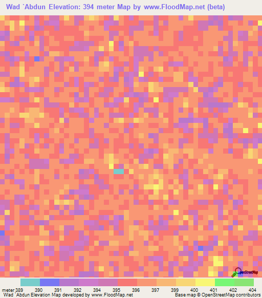 Wad `Abdun,Sudan Elevation Map